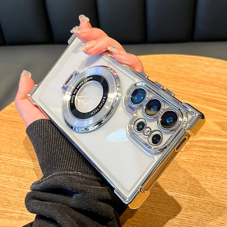 Luxury Watch Galaxy - Funda transparente con soporte magnético a